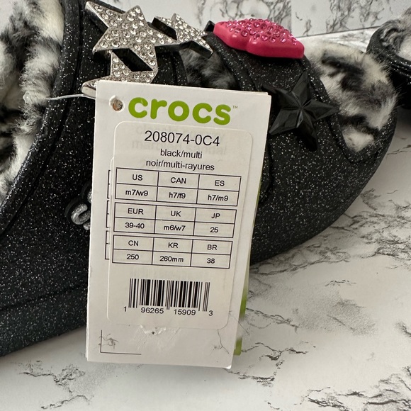 CROCS Shoes Crocs Classic Cozzzy Disco Glitter Sandal Slide Black